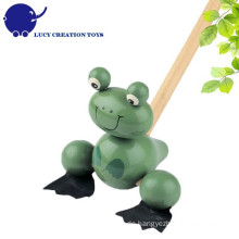 Vorschule Kinder Lovely Wooden Frosch Pushing Spielzeug